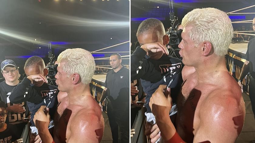 What happened with Cody Rhodes and a crying fan at a WWE live event?