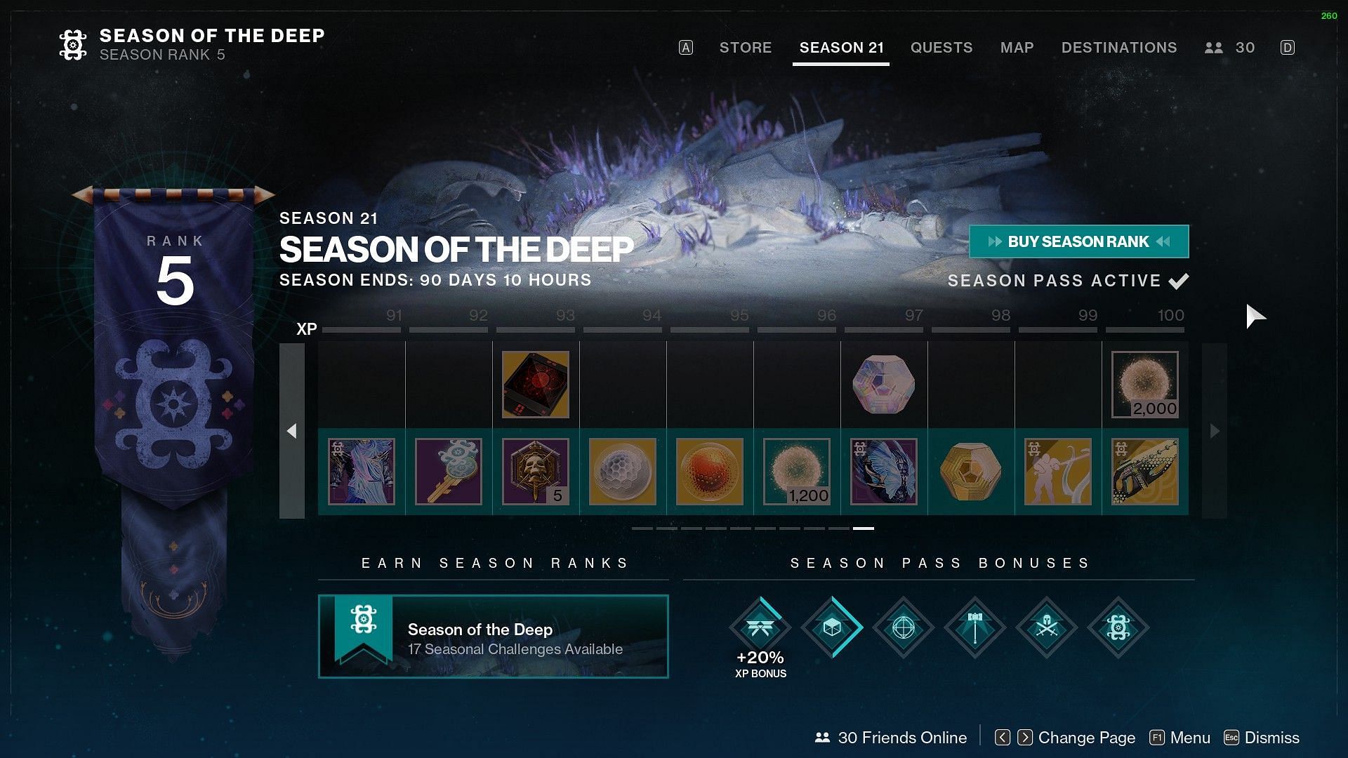 All Destiny 2 Season of the Deep season pass rewards