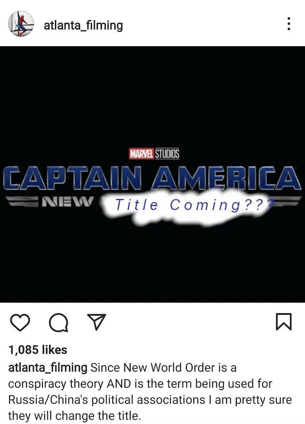 قد تدفع الأحداث الجيوسياسية التي تشارك فيها روسيا والصين إلى تغيير عنوان لعبة Captain America: New World Order ، وفقًا لمشاركة على Instagram في 21 مارس (الصورة عبر Atlanta Filming & # 039؛ s Instagram)