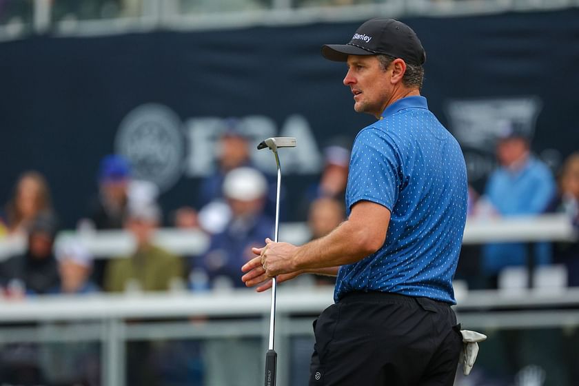 Justin Rose Reacts After Making A Birdie On The 13th Hole During The