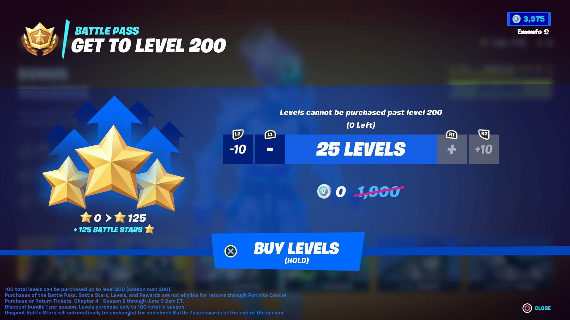 Instead of earning XP in Fortnite Chapter 4 Season 3, levels can be bought (Image via Epic Games)