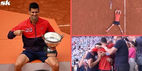 Novak Djokovic falls to the ground in exultation, celebrates with wife and children after record-breaking French Open triumph