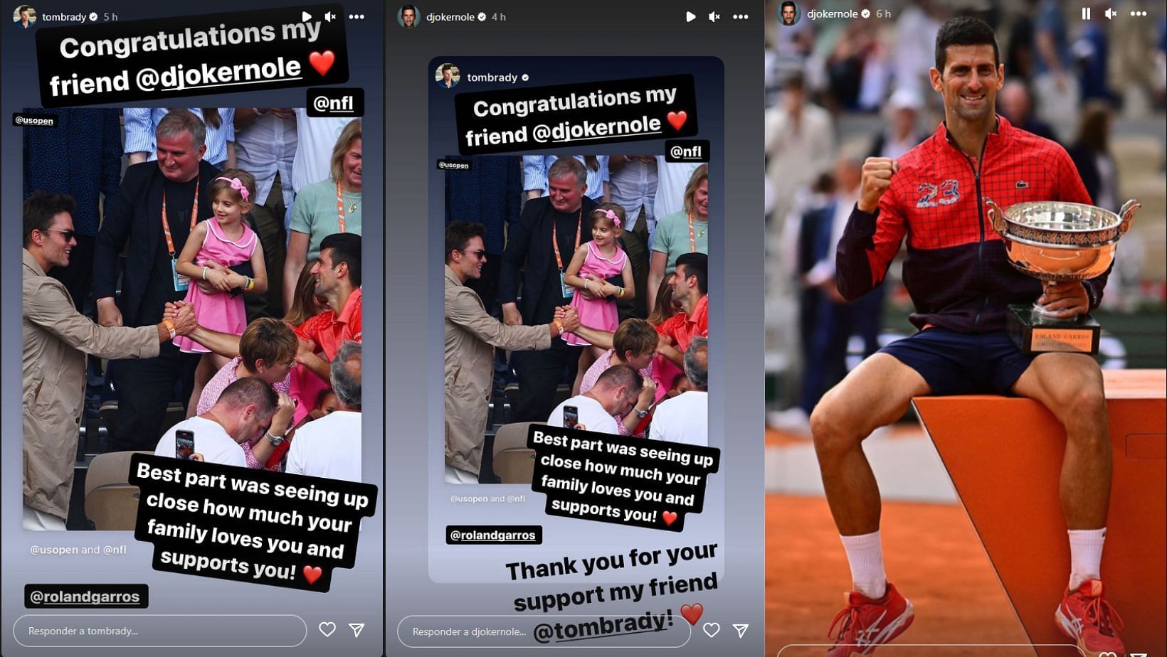 Tom Brady congratulates Novak Djokovic