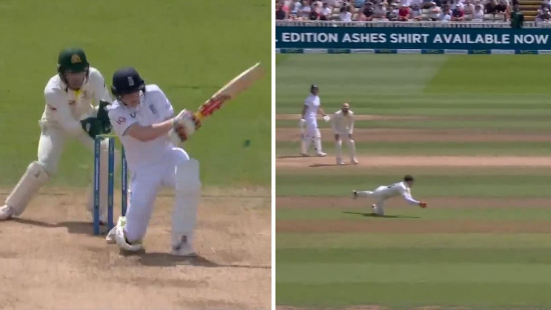 Read more about the article [Watch] Marnus Labuschagne’s stunning grab sends Harry Brook packing; Nathan Lyon strikes again