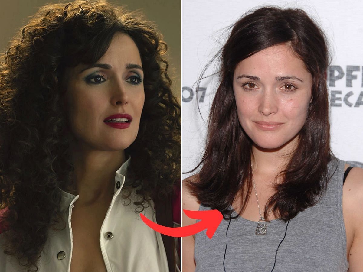 Stills of Rose Byrne before (left) and after (right) makeup look (Images Via Getty Images)