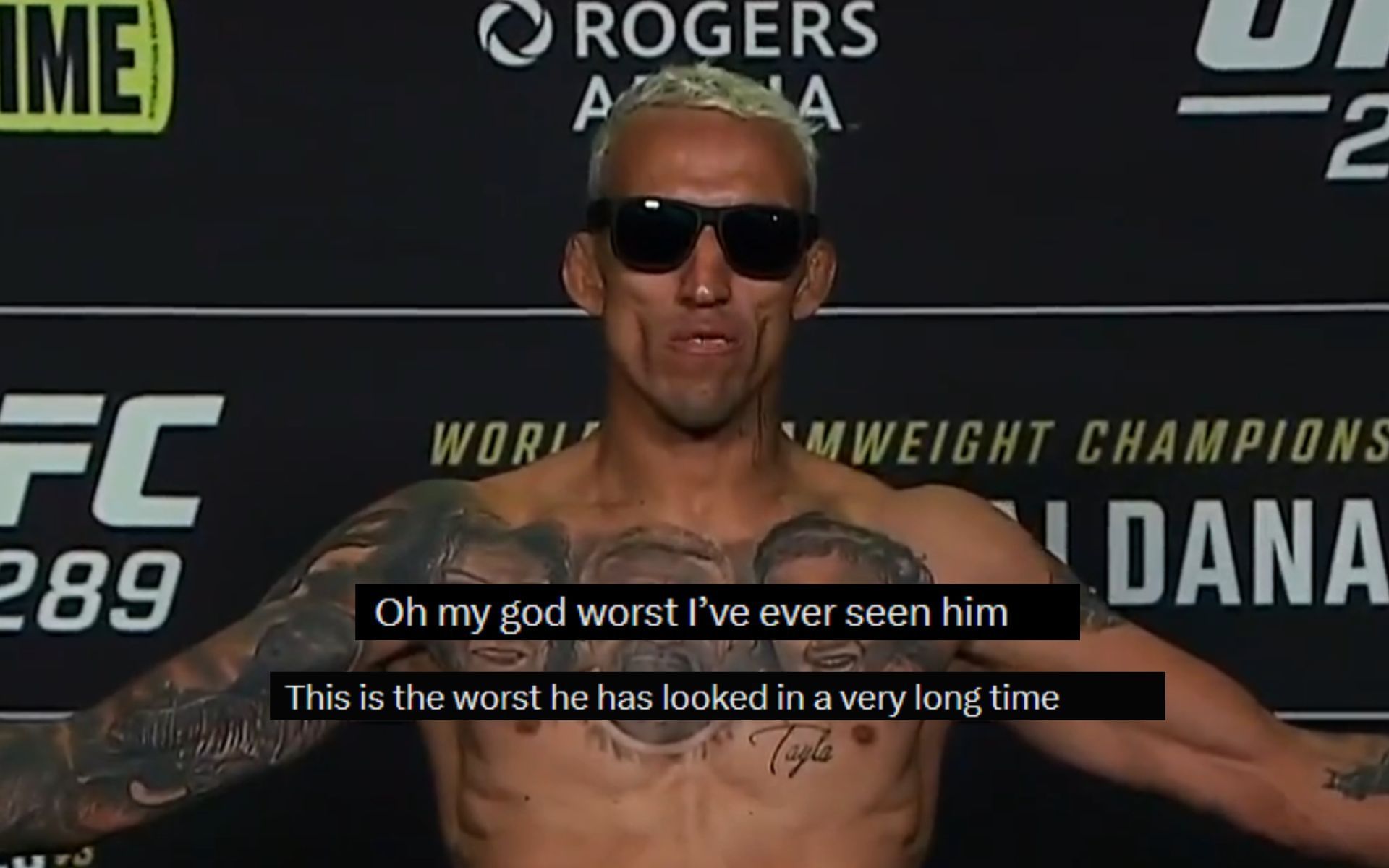 Charles Oliveira UFC 289 weighins Charles Oliveira’s disheveled