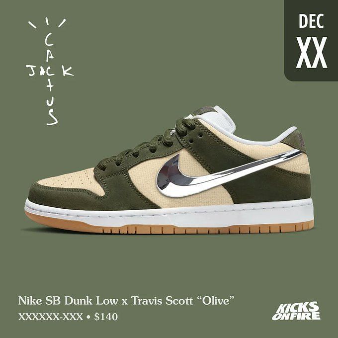 Nike SB Dunk Low: Travis Scott x Nike SB Dunk Low “Olive” shoes: Where ...