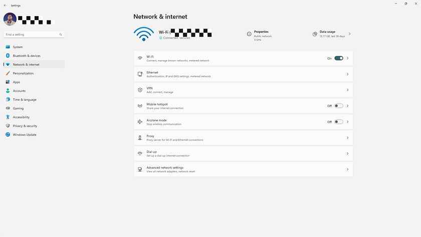 The Random hardware addresses option in the Wi-Fi section (Image via Sportskeeda)