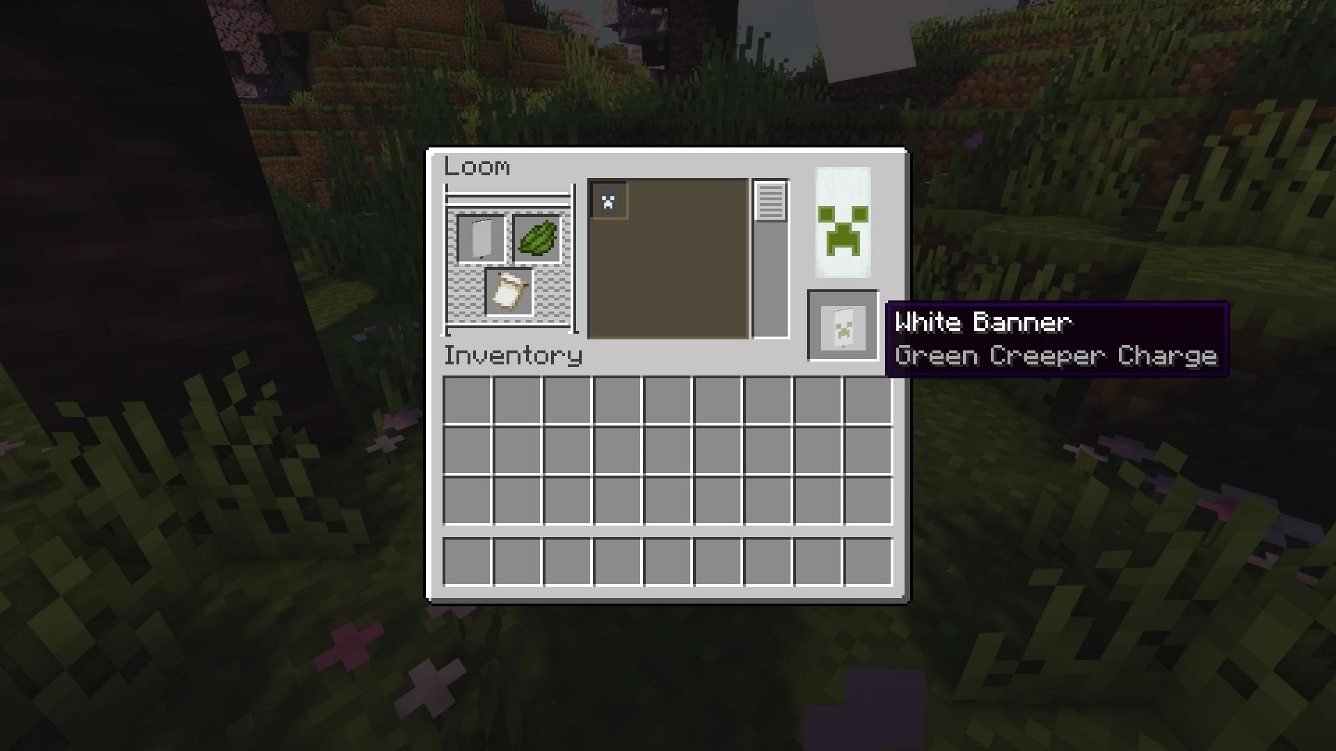 Applying the creeper charge pattern on a white banner (Image via Mojang)