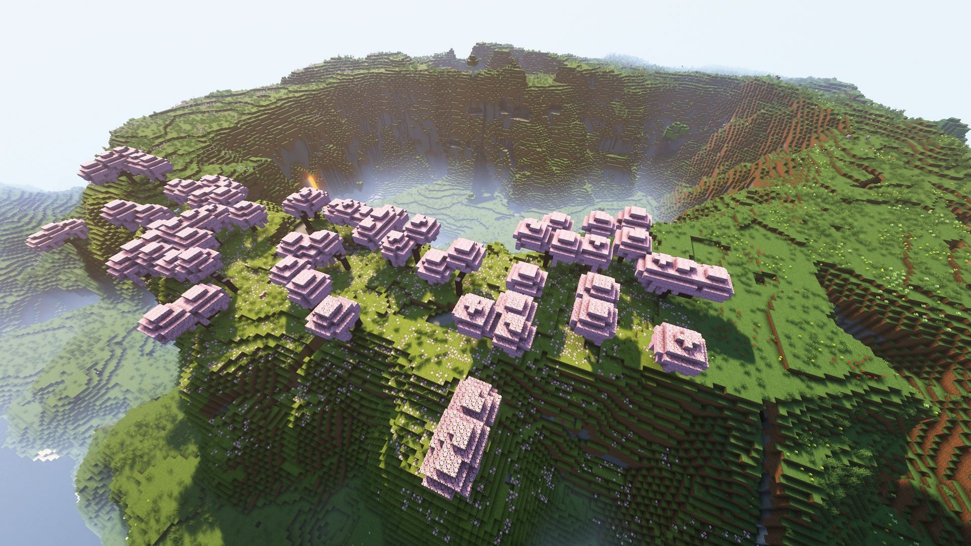 Cherry Grove is the brand new biome coming to the Minecraft 1.20 update (Image via Mojang)