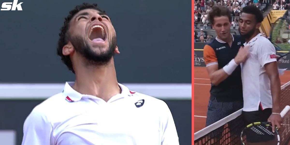 Watch: Arthur Fils lets out a roar celebrating the biggest win of his career as he downs Casper Ruud in stellar fashion at Hamburg European Open