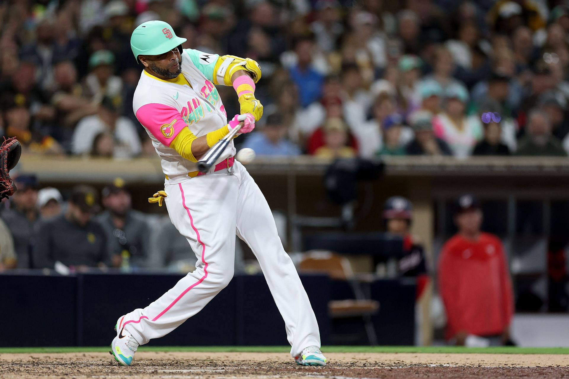 Nelson Cruz #32 of the San Diego Padres connected with three RBI runs