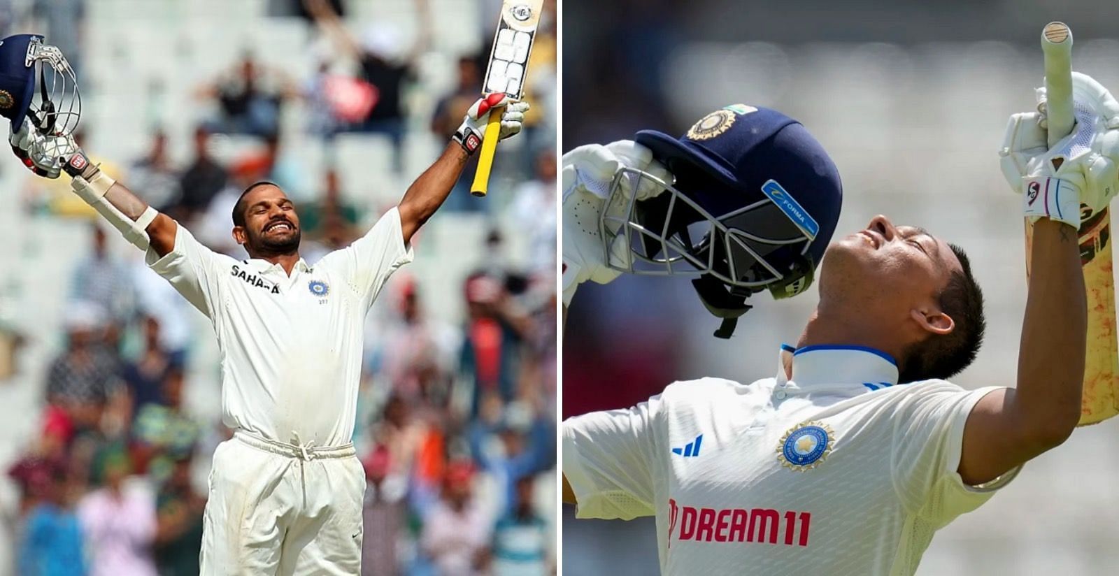 10 years apart, Yashasvi Jaiswal and Shikhar Dhawan script eerily similar 100s on Test debut