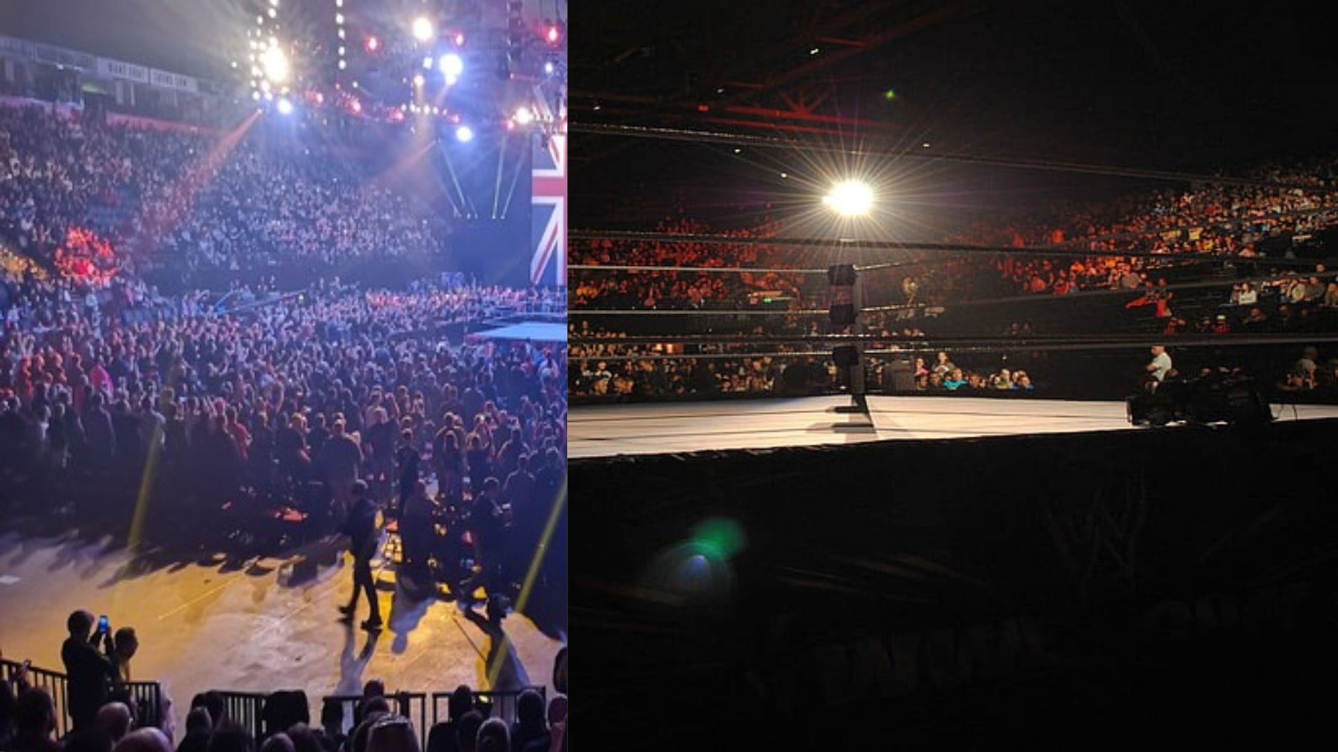 Current champion relinquishes title to challenge for another at upcoming major wrestling show; left it in the ring