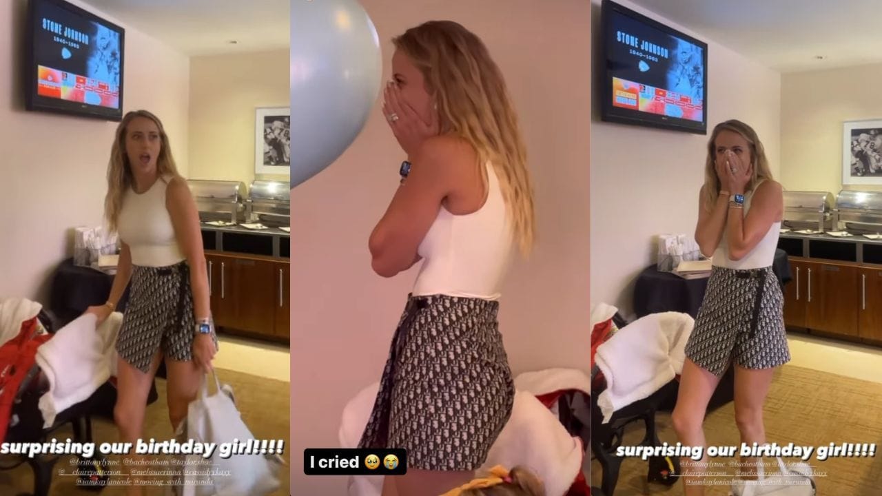 Brittany Mahomes gets emotional as Kayla Nicole and girls crew throw surprise birthday party - I cried
