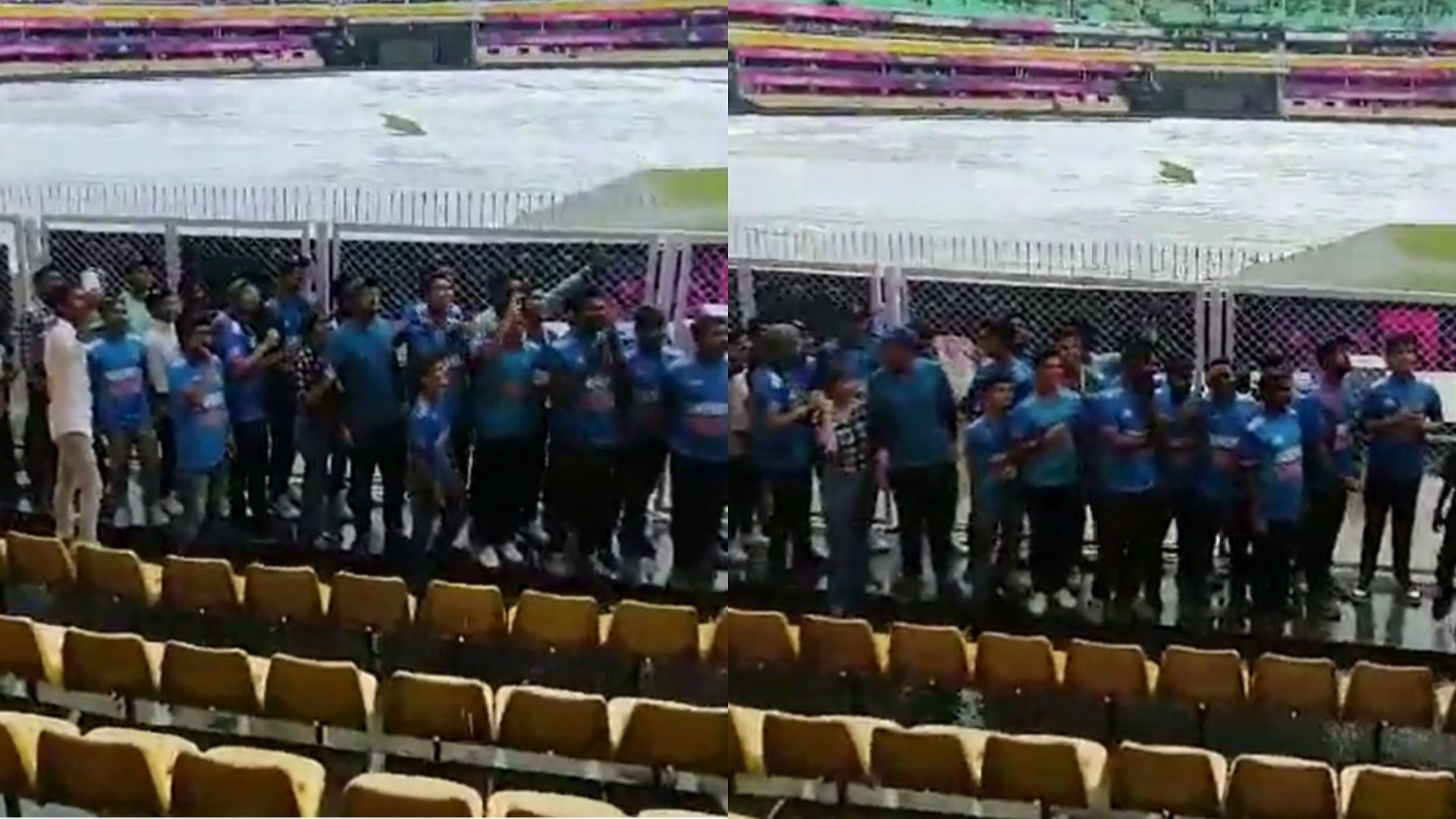 [Watch] Unaffected by heavy rain, fans chant for Virat Kohli, Rohit Sharma ahead of India's World Cup 2023 warm-up game against England