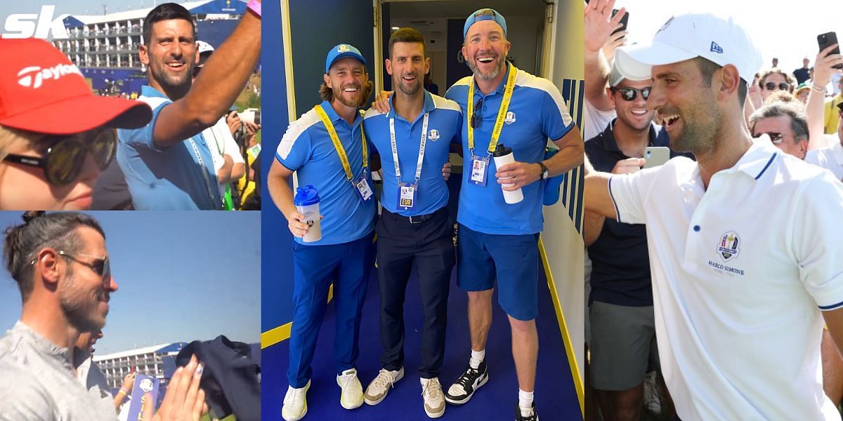 Novak Djokovic joins Gareth Bale in enjoying Team Europe's Day 1 sweep at Ryder Cup, requests golf veteran Tommy Fleetwood for a picture