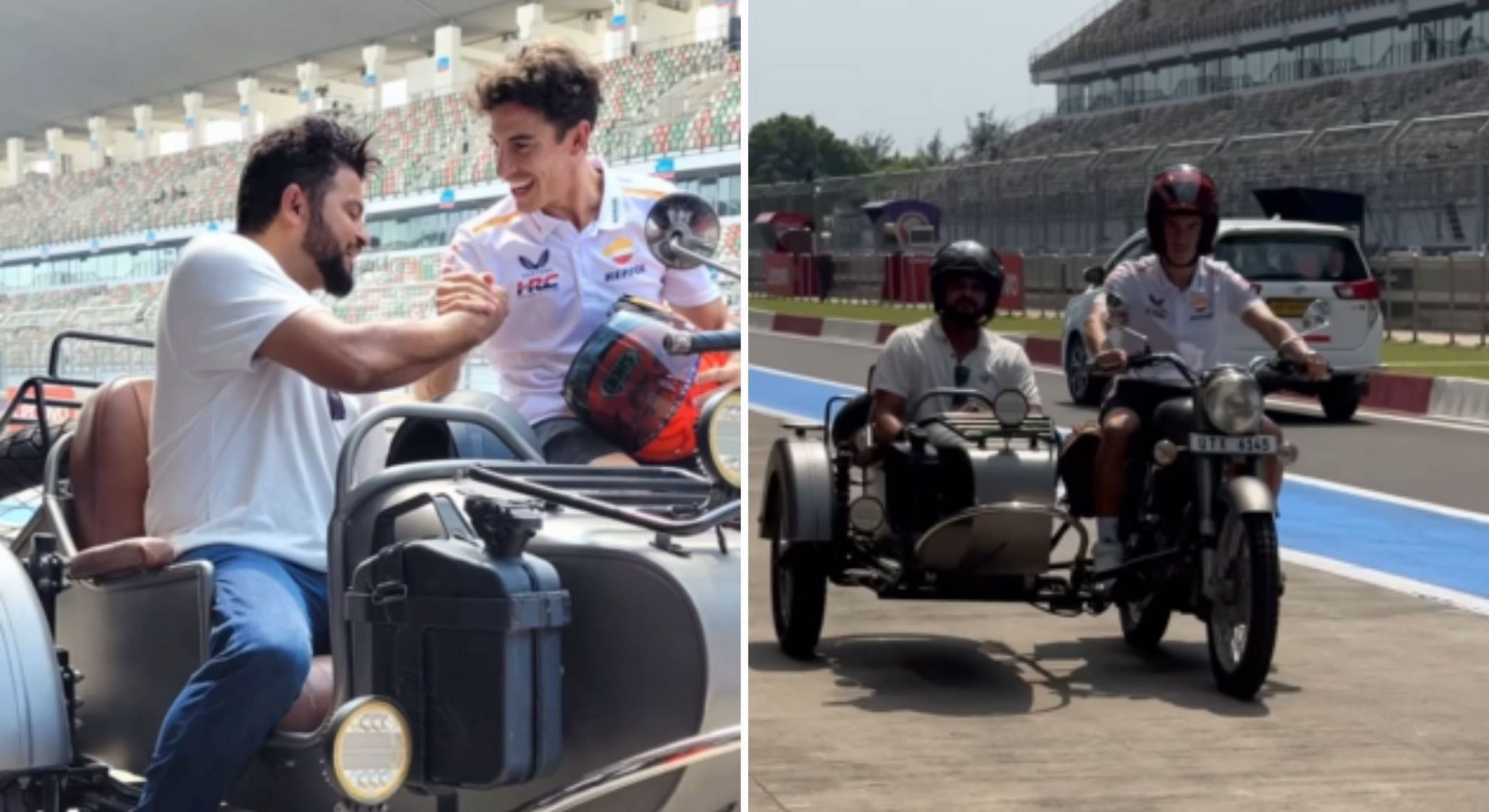 [Watch] Suresh Raina enjoys a ride with 6-time world champion Marc Marquez as India braces for first-ever MotoGP 