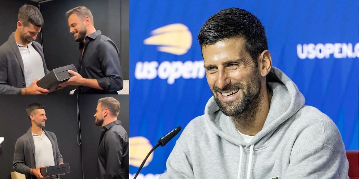 WATCH: Novak Djokovic receives wine as gift from famous Croatian cello artist while attending concert in Belgrade