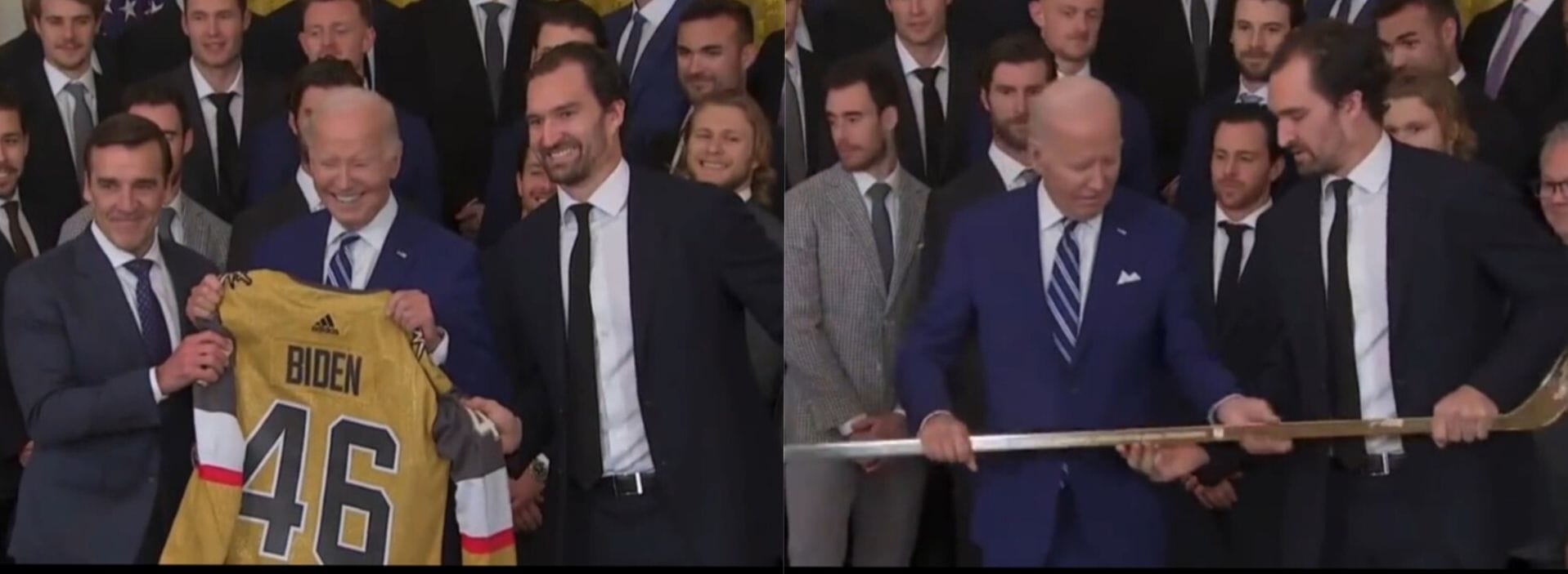 Joe Biden receives jersey, golden hockey stick as Golden Knights celebrate Stanley Cup win at White House: IN PHOTOS