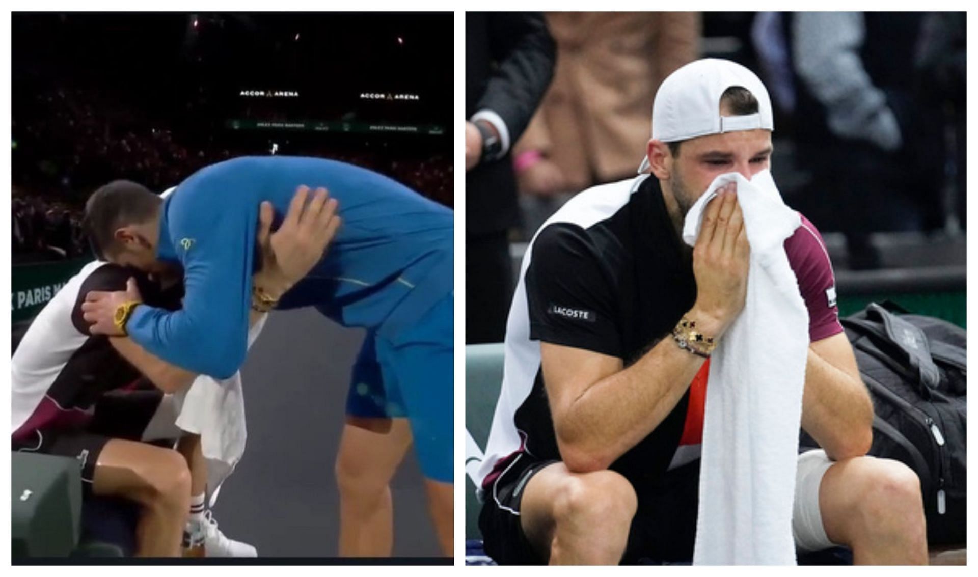 WATCH: Novak Djokovic interrupts interview to console Grigor Dimitrov after Bulgarian breaks into tears after Paris Masters final loss