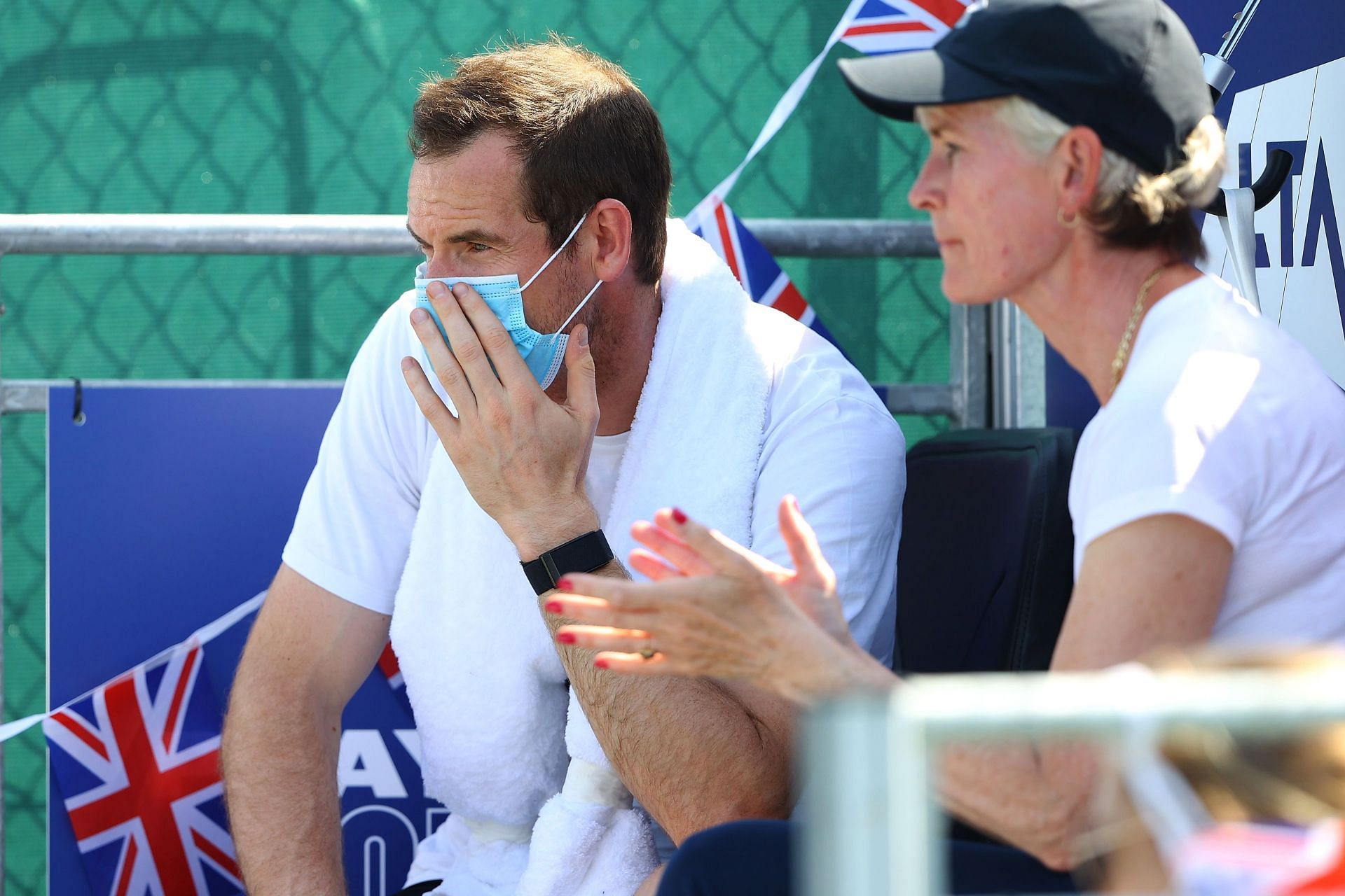 Andy Murray's mother Judy reacts to Brit imitating Batman by donning a mask during fun challenge ahead of Dubai 1R clash 