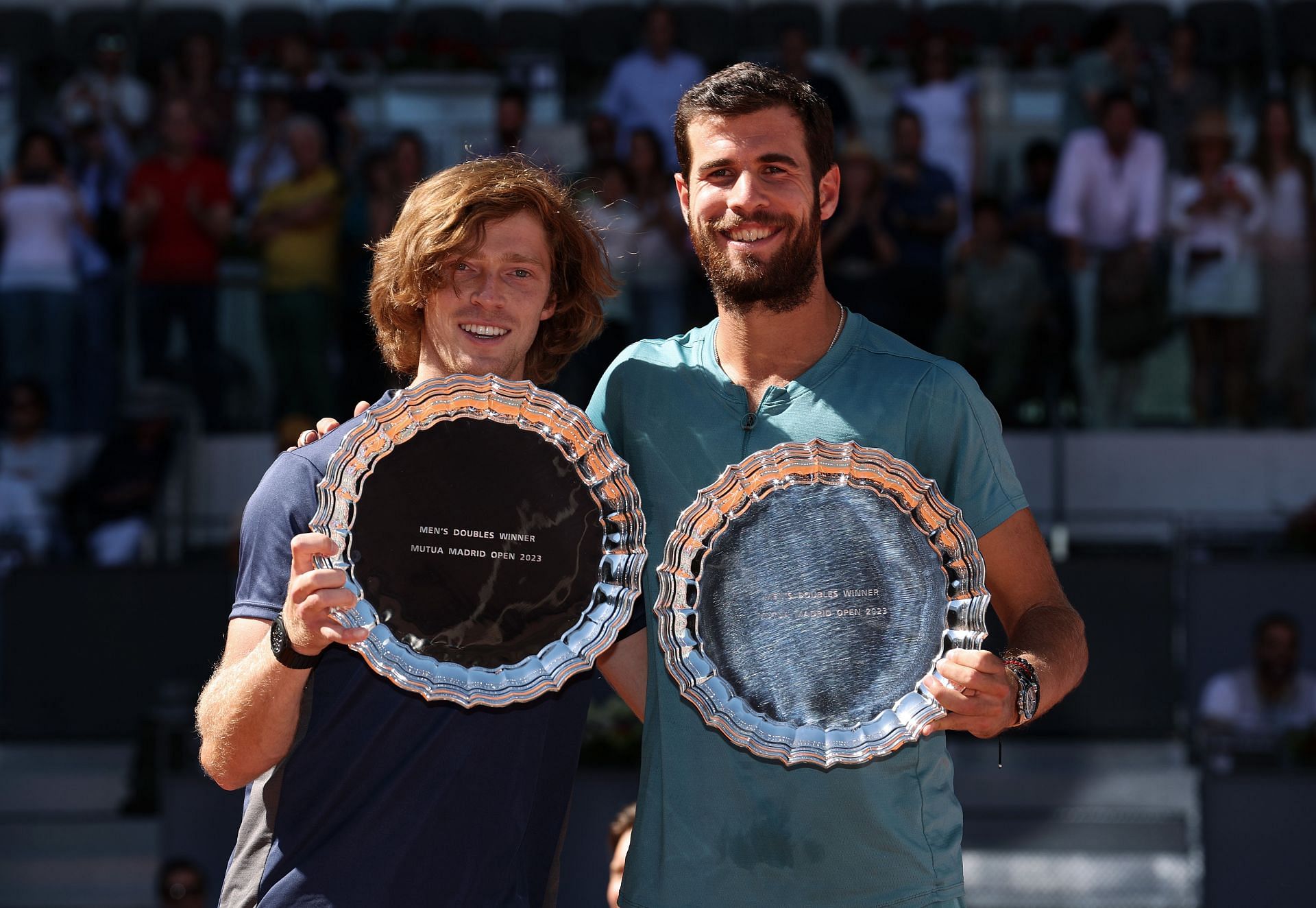 Andrey Rublev & Karen Khachanov come together to play exhibition match at UCLA tennis centre in Los Angeles to help Artsakh refugees