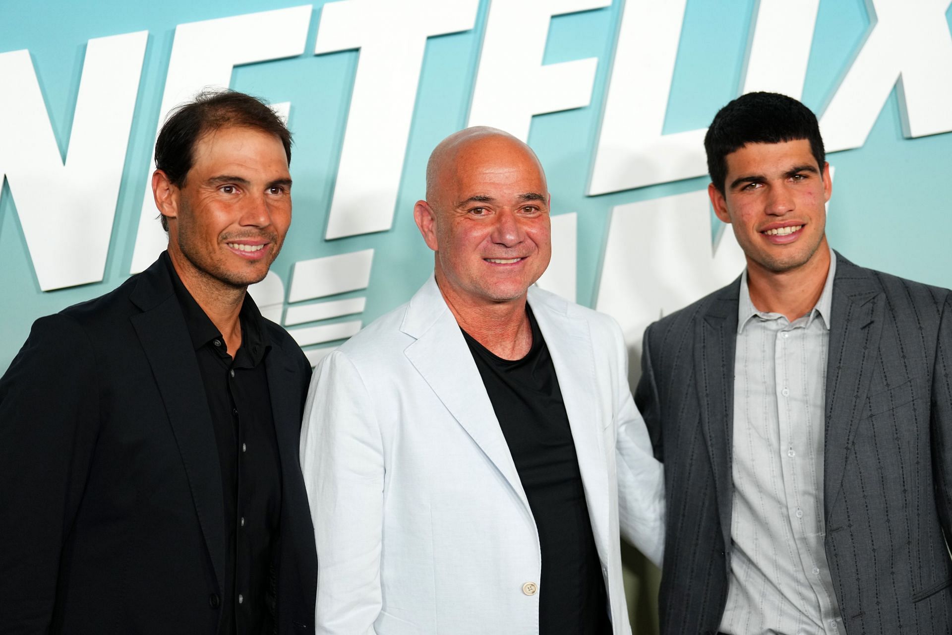 “2 amazing legends and 1 that is on his way to join them” - Rafael Nadal, Andre Agassi & Carlos Alcaraz meeting up ahead of Netflix Slam delights fans
