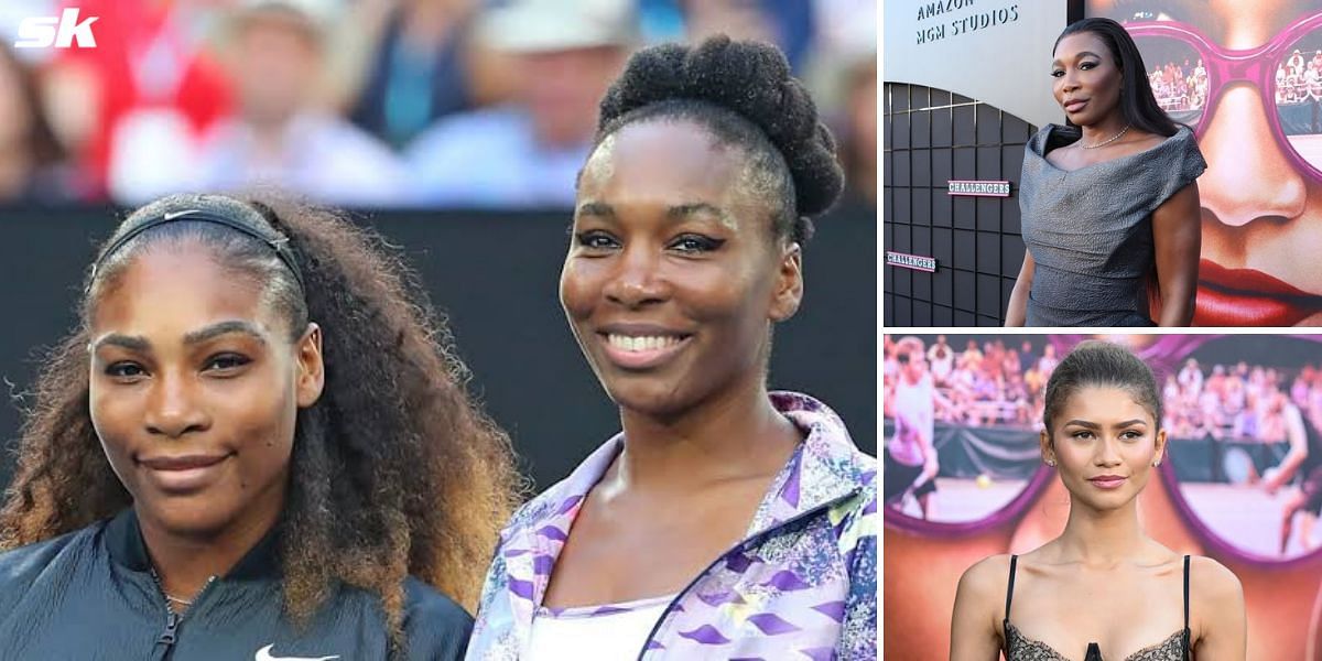 Serena Williams reacts as sister Venus grabs the limelight in striking red carpet look at premiere of Zendaya-starring 'Challengers’