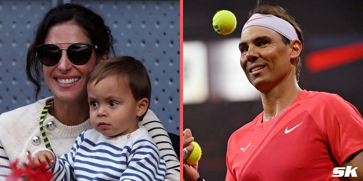 WATCH: Rafael Nadal's baby son adorably keeps his mother Maria Francisca Perello entertained with water bottle during Spaniard's Italian Open 2R clash