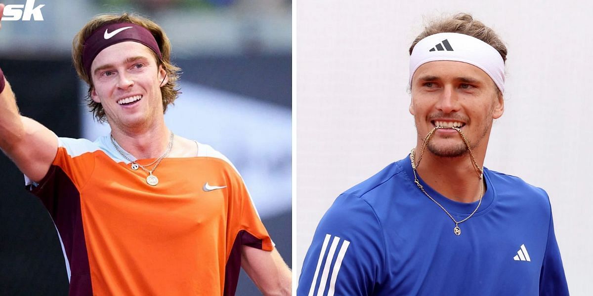 WATCH: Alexander Zverev styles Andrey Rublev's hair in hilarious fashion as Russian playfully grips his waist during French Open practice session