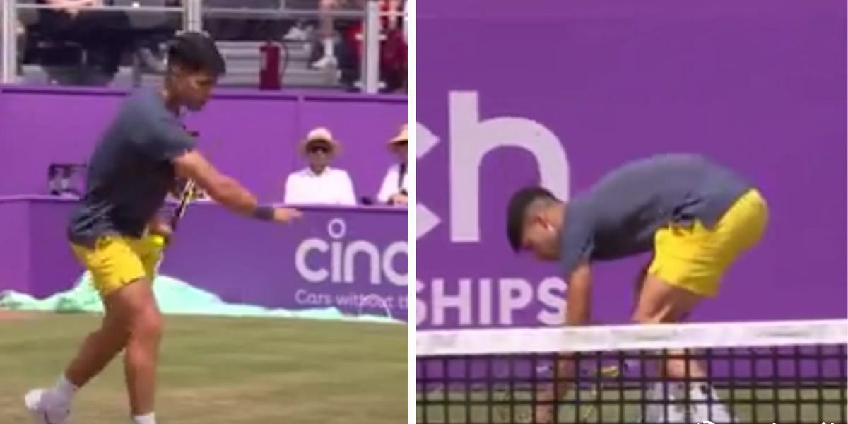 WATCH: Carlos Alcaraz hilariously attempts to swat away a bee during Queen's Club 2R in latest installment of insect drama