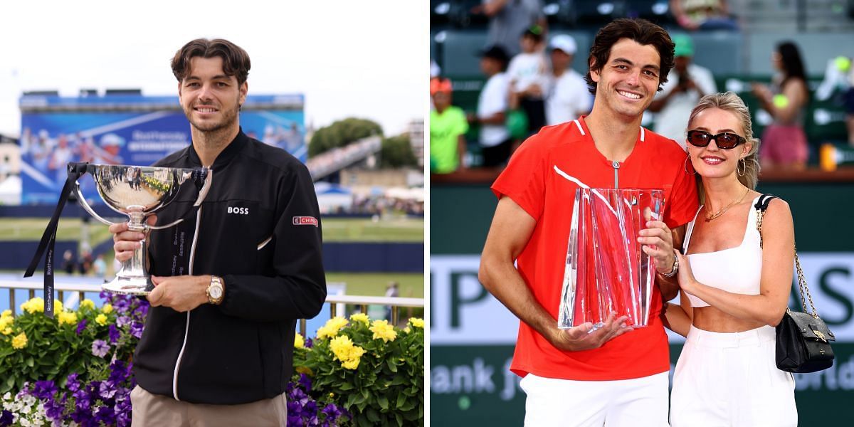 Taylor Fritz's girlfriend Morgan Riddle gushes over American 'serving' at his Eastbourne trophy photoshoot after title No. 8 ahead of Wimbledon