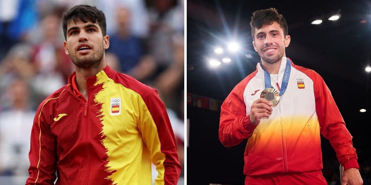 Carlos Alcaraz congratulates judo star Francisco Garrigos on getting Spain up and running at Paris Olympics with first medal