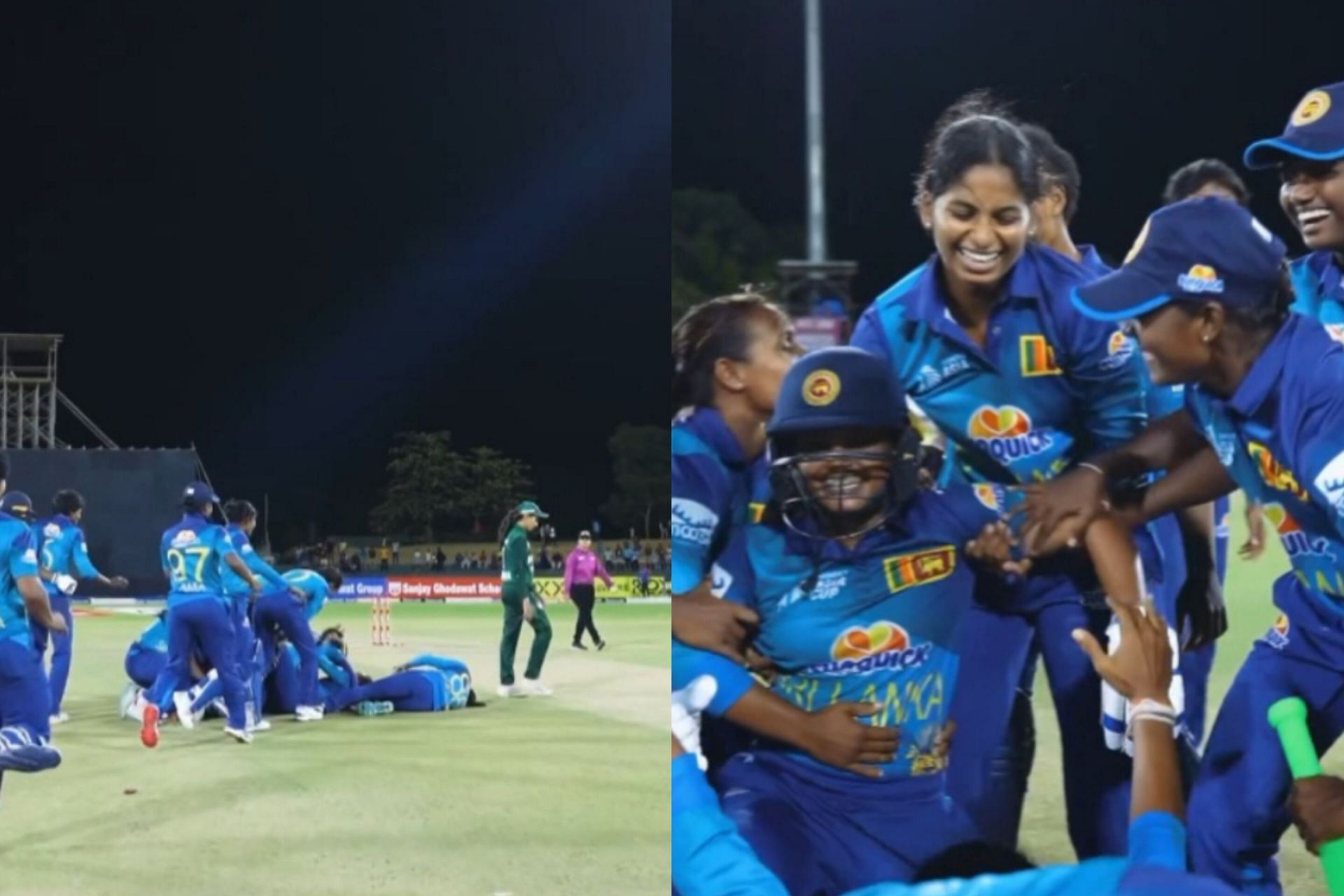 [Watch] Sri Lankan players storm onto the field as they beat Pakistan in the semi-final of the Women's Asia Cup