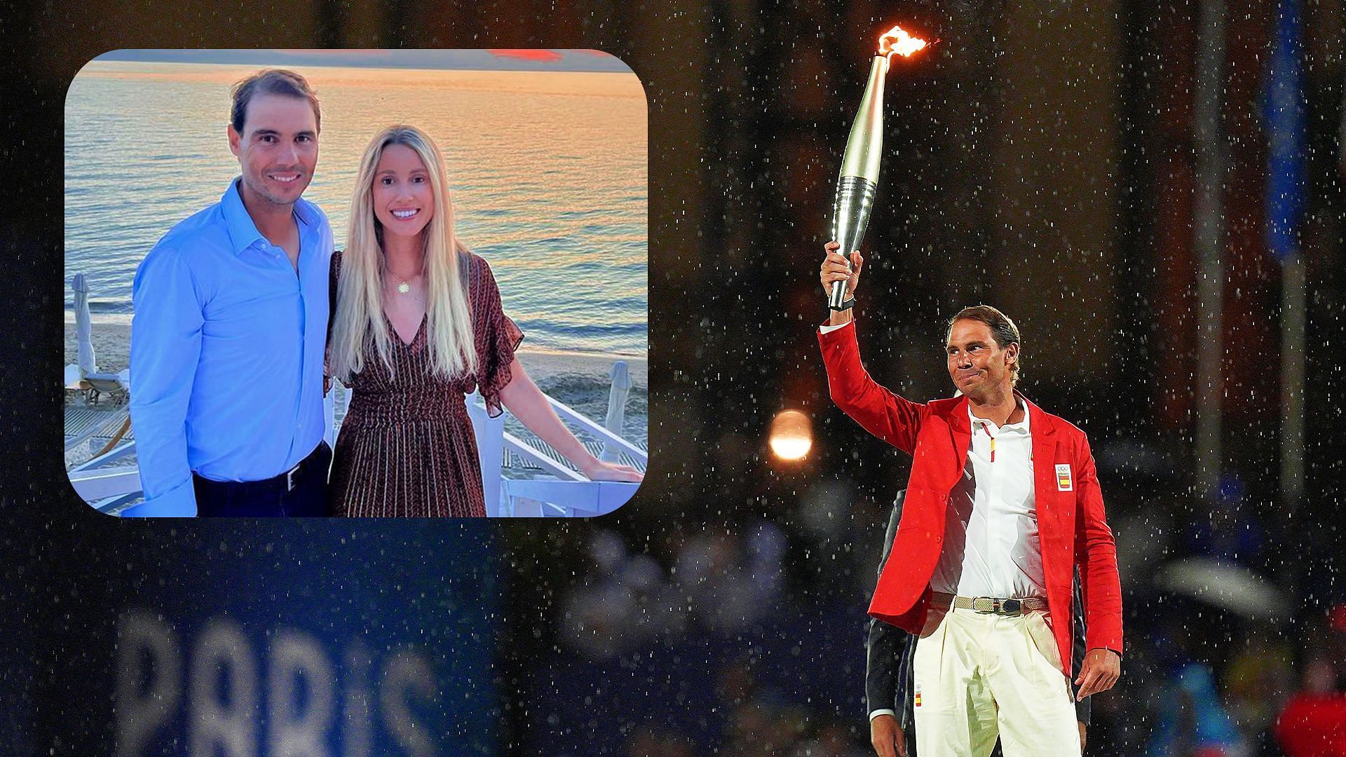Rafael Nadal's sister Maribel proudly reacts to Spaniard raising the Olympic flame during final moments of torch relay at opening ceremony in Paris