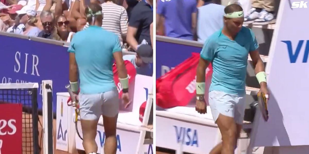 WATCH: Rafael Nadal hilariously forgets his own player area, shakes his head after bizarre incident in Nordea Open SF