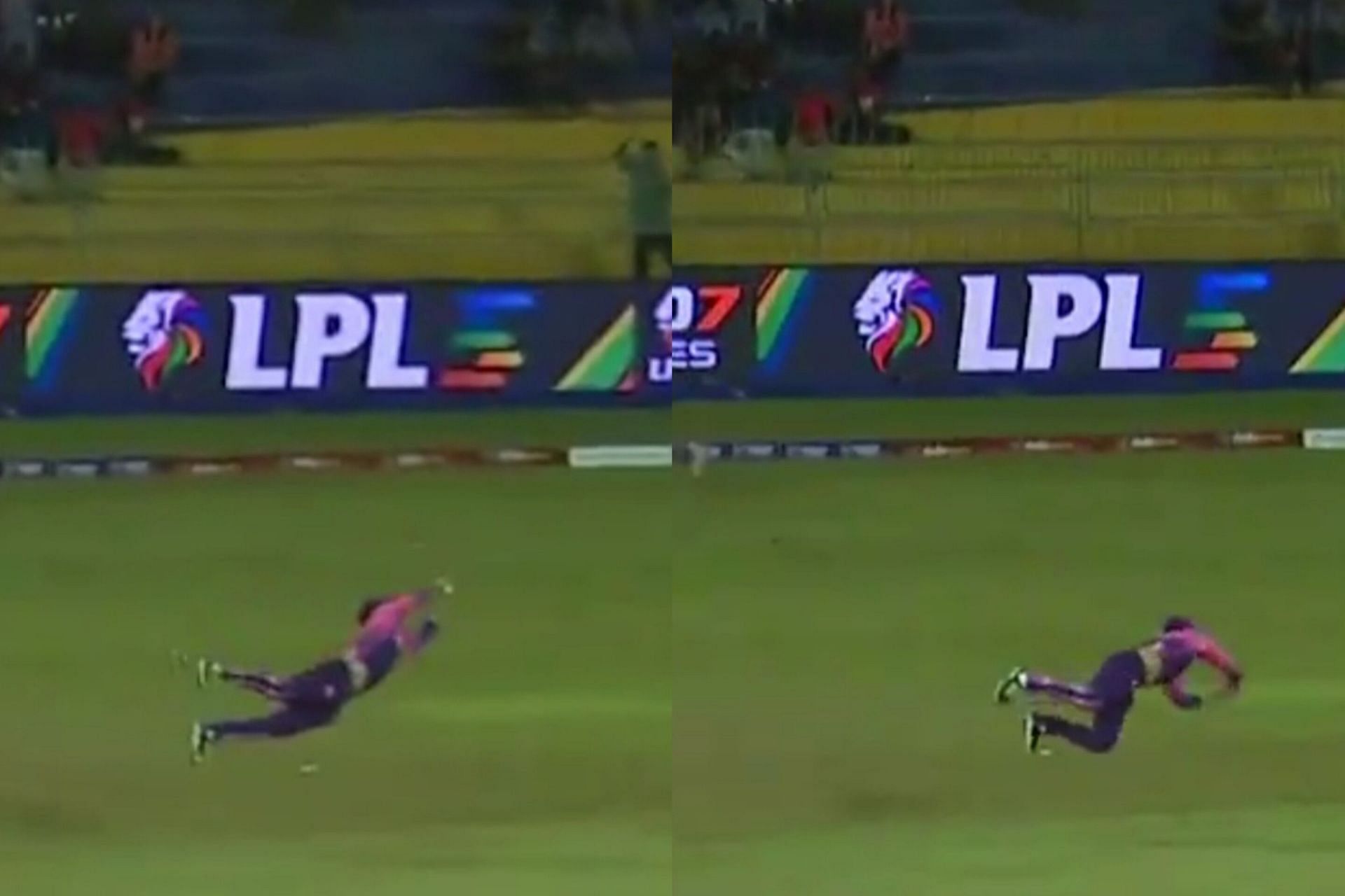 [Watch] Shadab Khan takes a sensational catch at backward point in LPL 2024