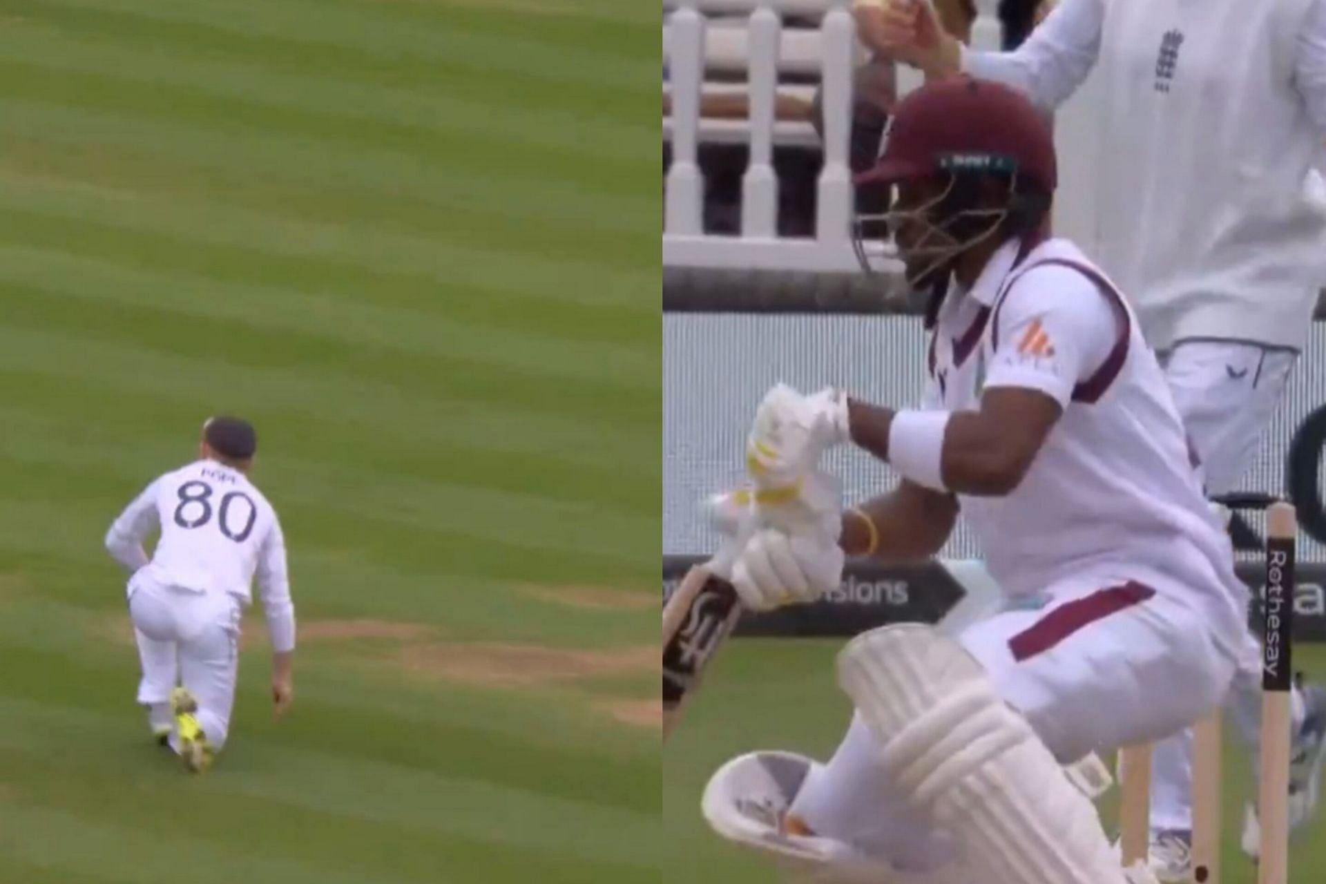 [Watch] Ollie Pope takes a stunner to dismiss Kavem Hodge in the 1st Test against West Indies