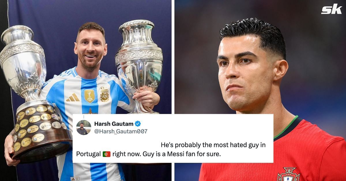 “Most hated guy in Portugal now” - Fans react as Cristiano Ronaldo’s Portugal teammate spotted in stadium to watch Lionel Messi lift Copa America