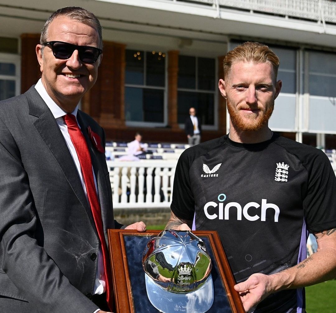 England captain Ben Stokes presented with silver cap for completing 100 Test matches