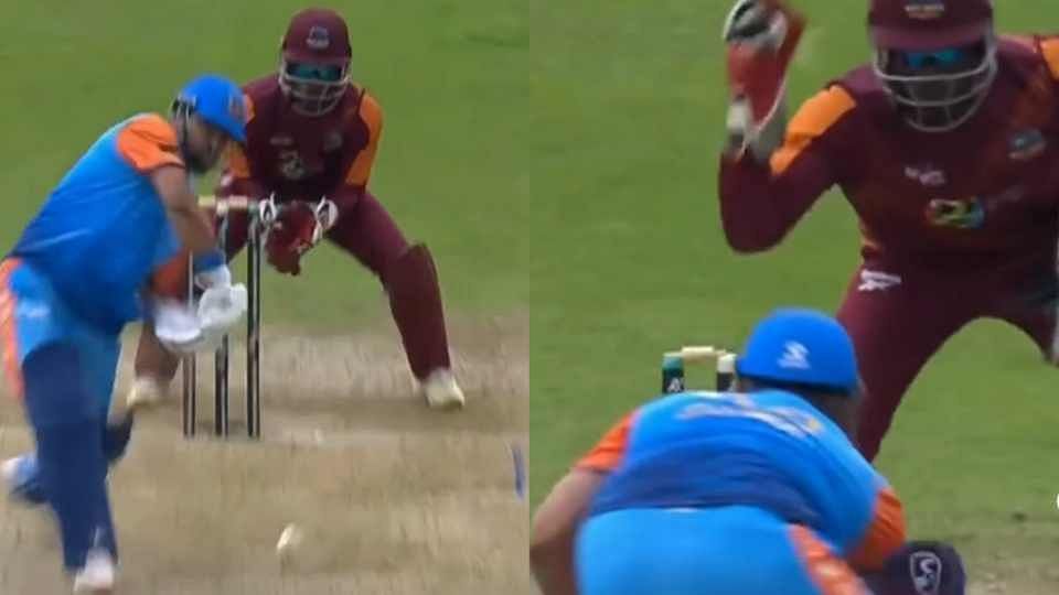 [Watch] Suresh Raina foxed by Ashley Nurse's off-spin, misses inside out shot to get stumped out in World Championship of Legends