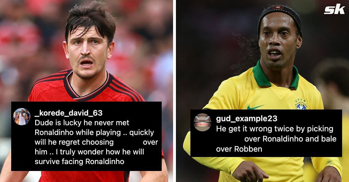 “He get it wrong twice”, “Zero ball knowledge” - Fans react as Harry Maguire chooses ex-Chelsea star ahead of Ronaldinho while building legends XI