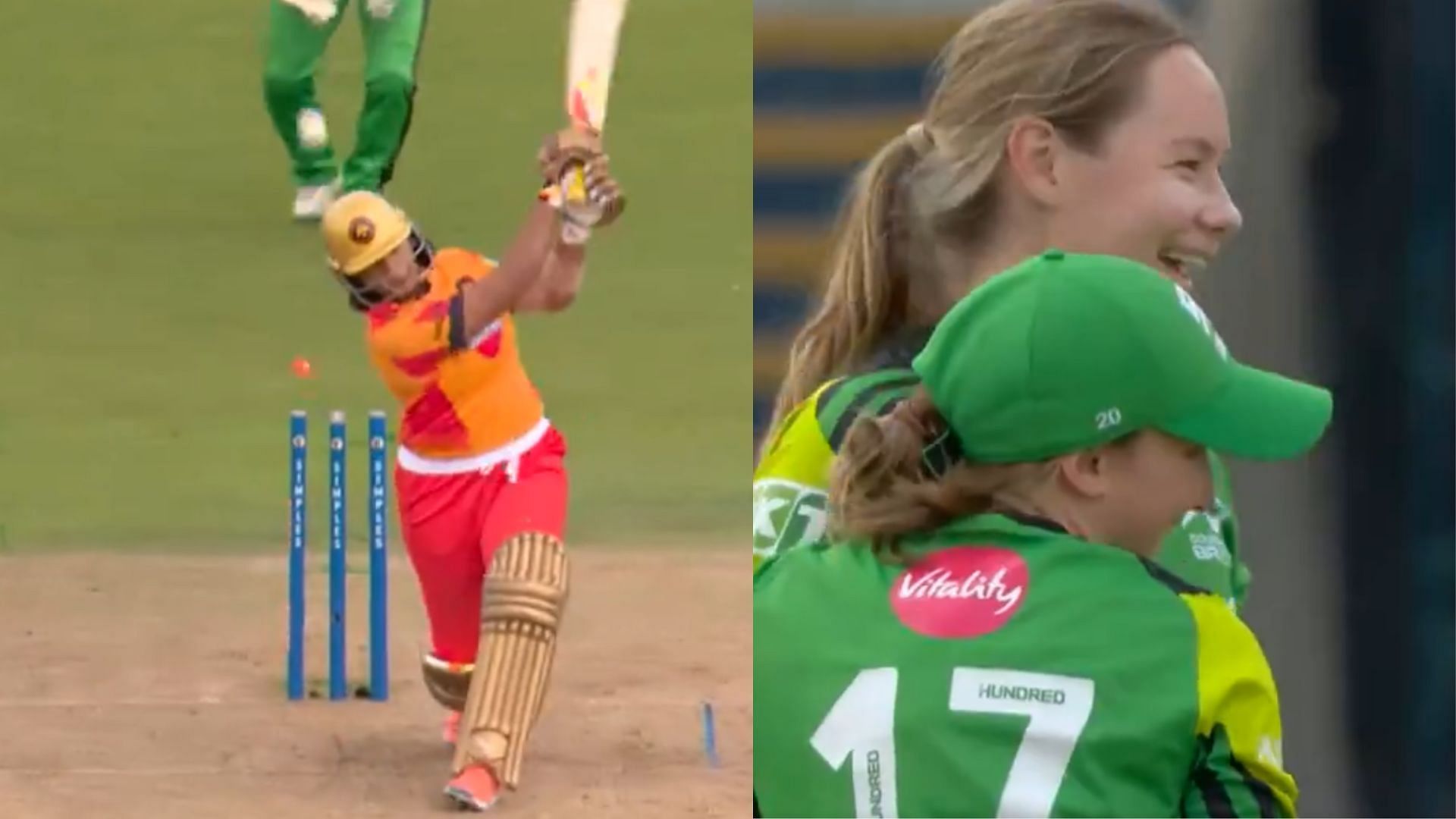 [Watch] Lauren Cheatle cleans up Richa Ghosh in Birmingham Phoenix vs Southern Brave match in The Hundred Women's 2024