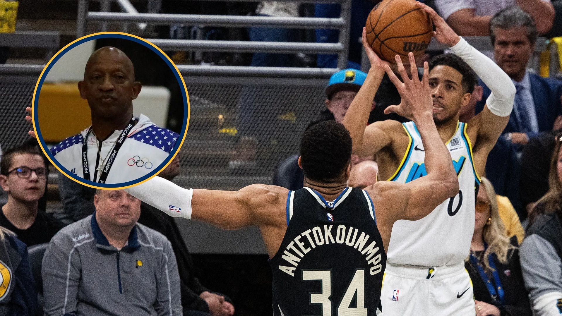 Watch: Giannis Antetokounmpo and Tyrese Haliburtons father Johns heated exchange goes viral