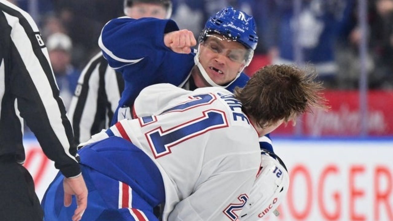 Maple Leafs Max Domi, Habs Kaiden Guhle trade vicious blows in spirited tilt in retaliation for hit on John Tavares
