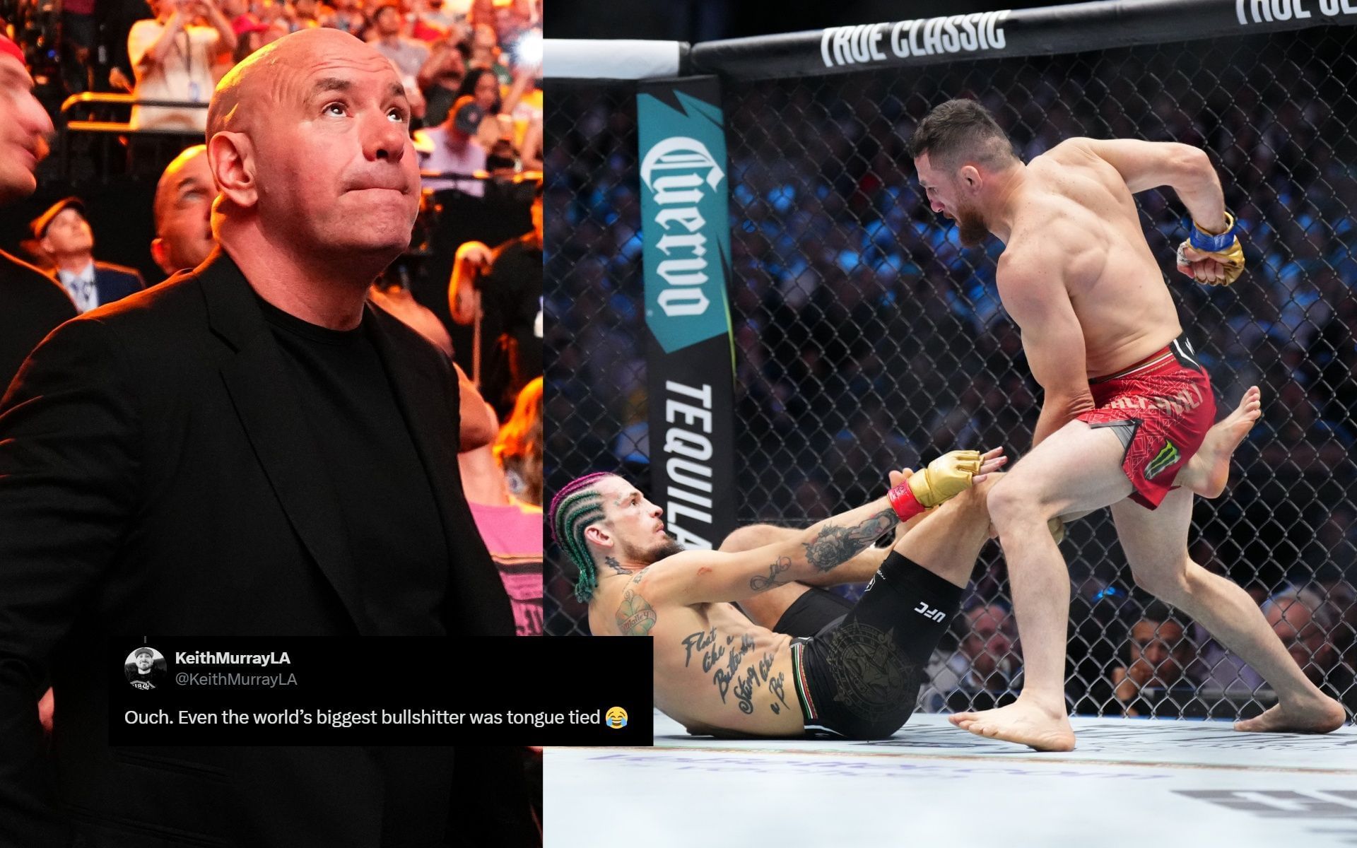 “World’s biggest bullsh*tter” – Fans react as Dana White is stumped by hard-hitting question about Merab Dvalishvili vs. Sean O’Malley 2