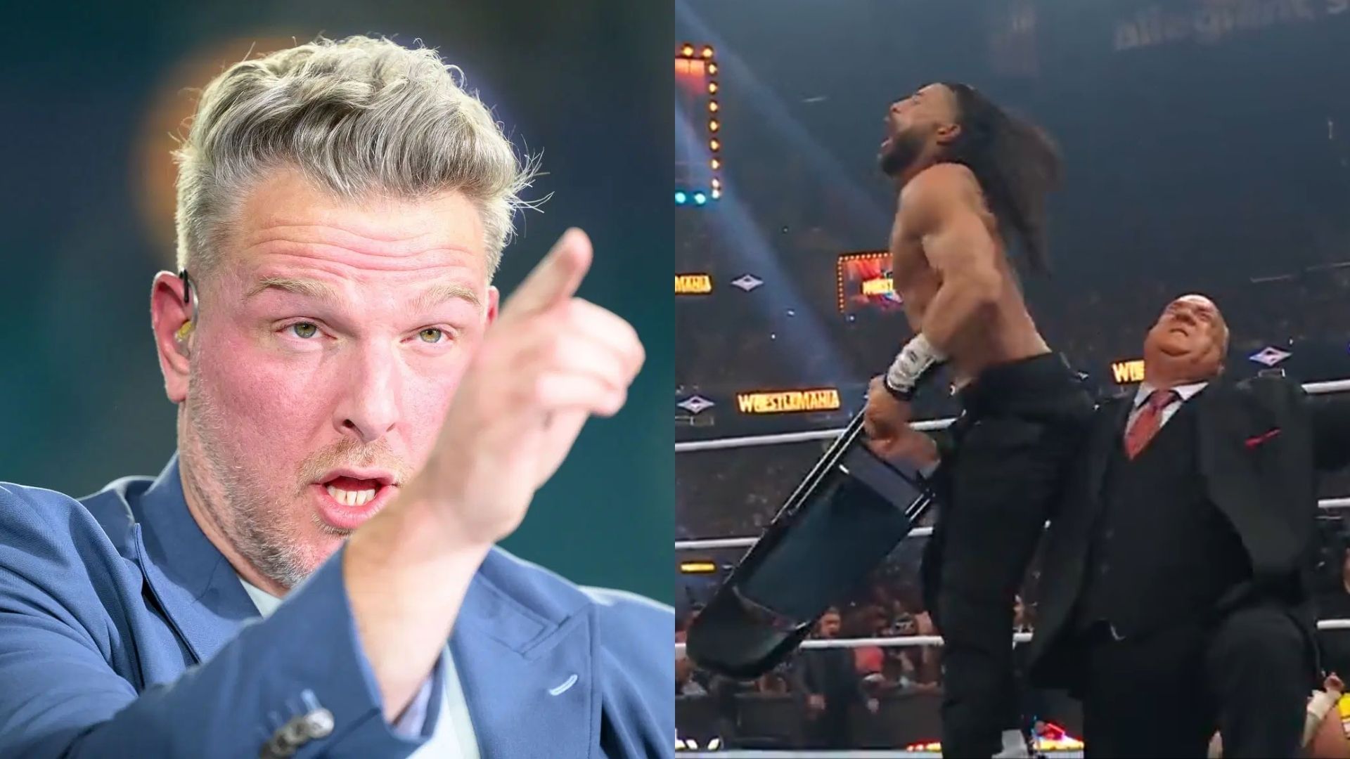 "يا ابن أب ** الفصل" - Pat McAfee Teaks Paul Heyman بسبب خيانة رومان رينز ، CM Punk من خلال صدمة WrestleMania 41 ليلة