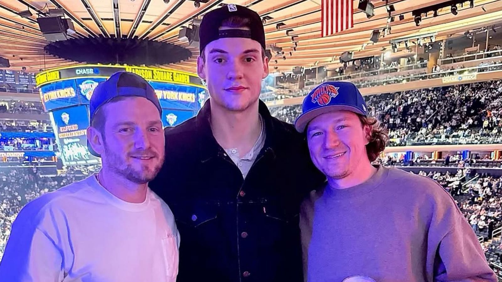 Rangers Matt Rempe, Tyler Toffoli & Jonathan Quick turn up at Madison Square Garden to attend Knicks-Pacers Game 2