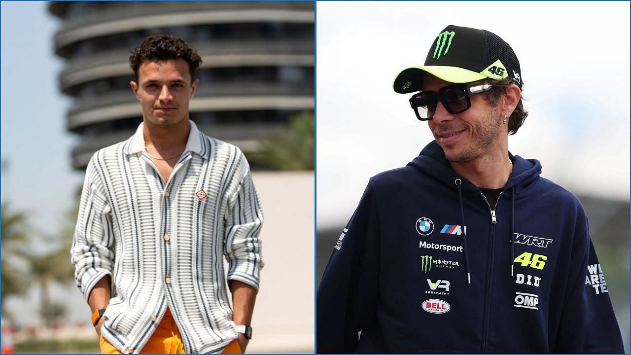 Pictures: Lando Norris seen with his childhood hero Valentino Rossi